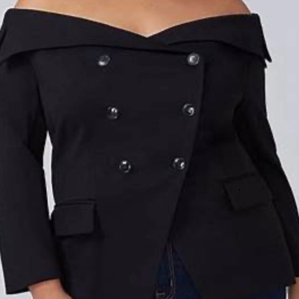 Elegant Black Off-Shoulder Blazer